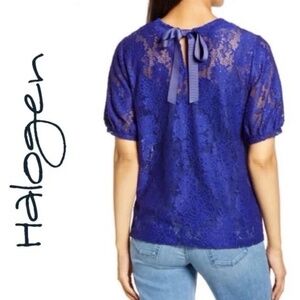 NWT Halogen Grosgrain Tie Back Lace Top Size Extra Small